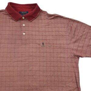VTG Y2K Tommy Hilfiger Polo Shirt Crest Short Sleeve Red Plaid Mens Large